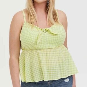 Torrid Lime Gingham Camisole Top